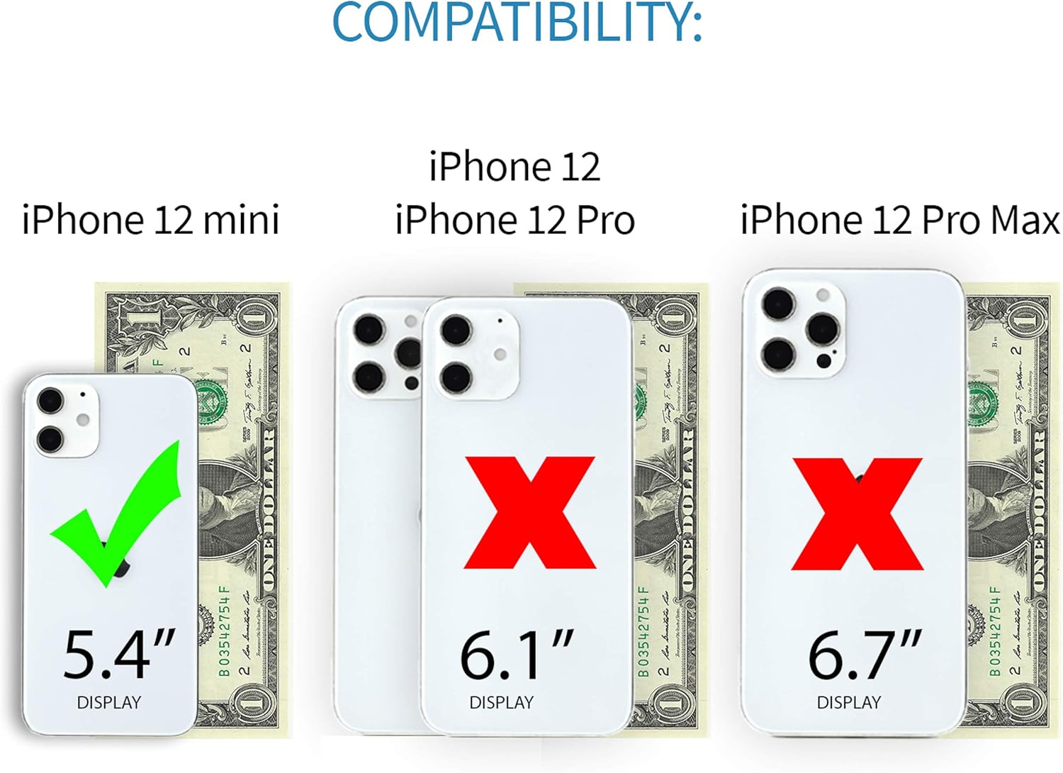 For iPhone 12 Mini Wallet Case: Metal Plate for Magnetic Mounting & 1 Card - Image 2