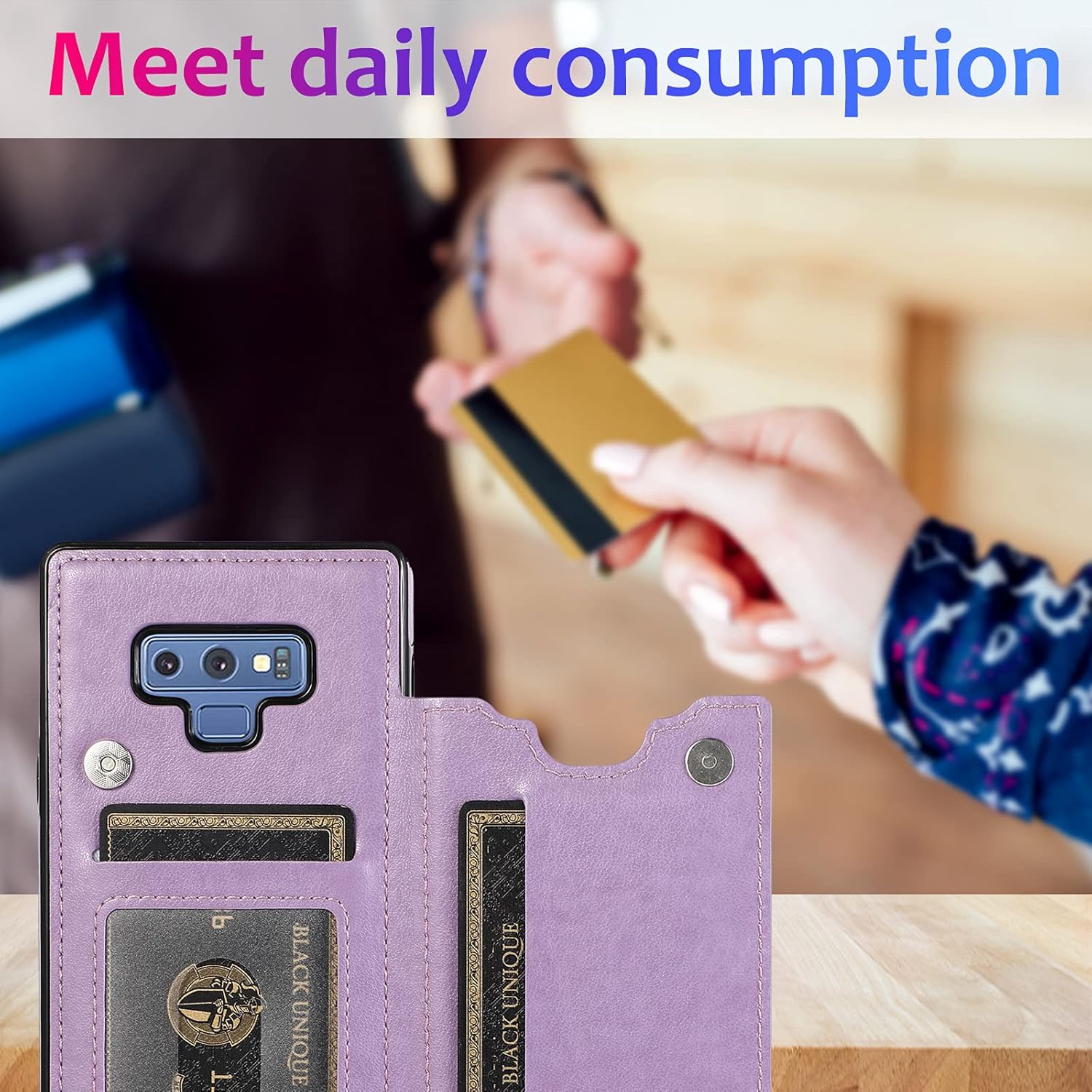 Samsung Galaxy Note 9 Tempered Glass Screen Protector and Leather Wallet Case - Image 5