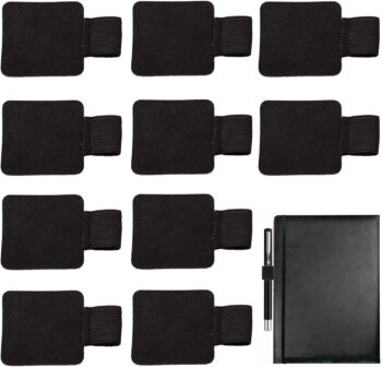 Pen Loop Holder, 10 Pack Self-Adhesive Leather Pencil Holder, Notebook Pen Loop