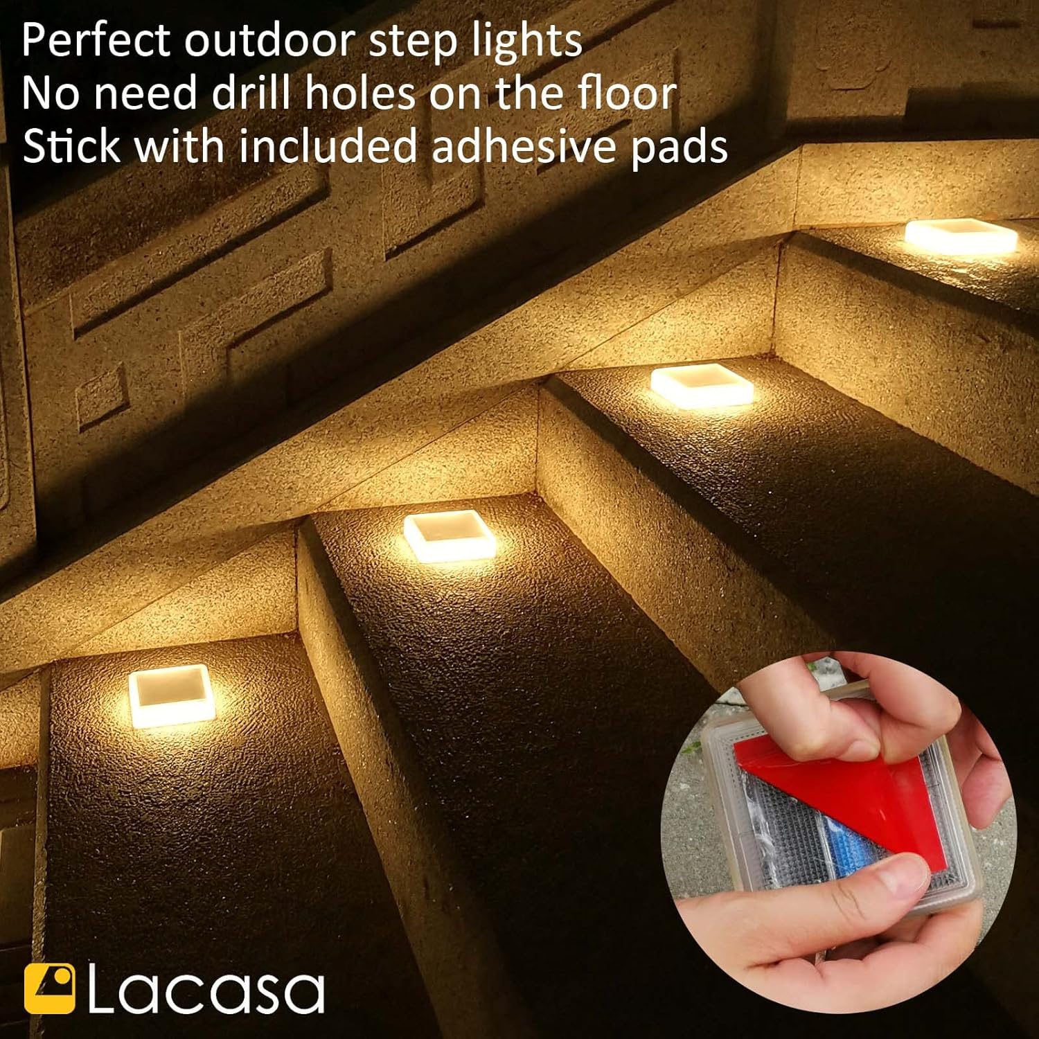 4-Pack Solar Deck Lights Outdoor Waterproof LED, Garden Step Lights Solar - Image 3