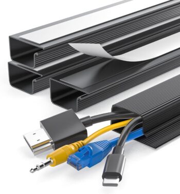 Upgraded J Channel Cable Raceway - 4X L15.7in x W1.1in x H2.4in, Black