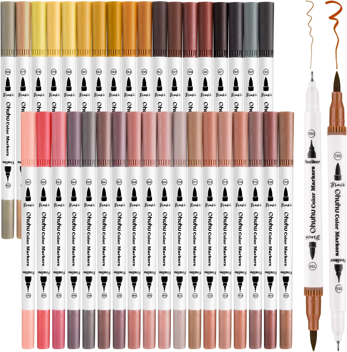 Skin Tone Markers 36-colors: Dual Tip Brush and Fineliner Markers for Adult - Image 9