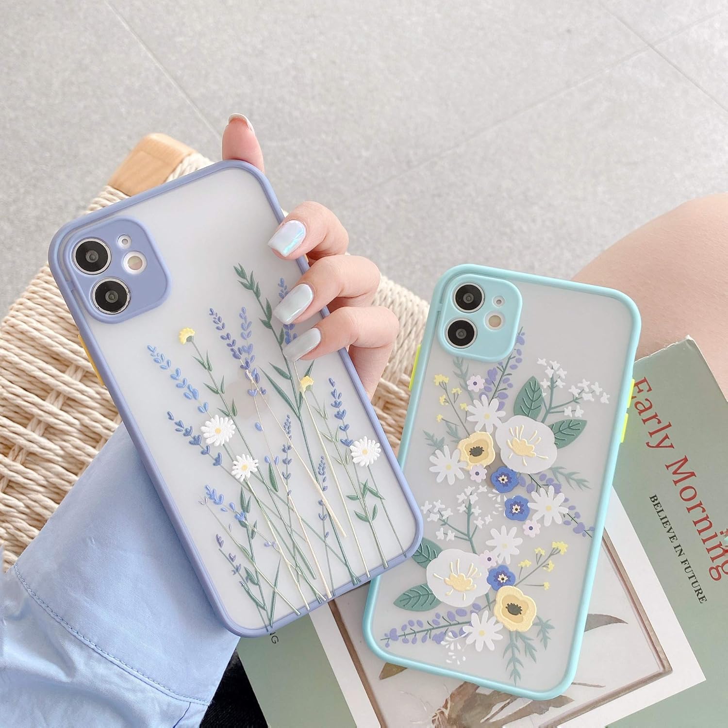 Flower Clear Frosted Soft TPU Protective Silicone Slim Case for iPhone 11-Purple - Image 6