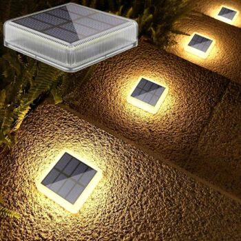 4-Pack Solar Deck Lights Outdoor Waterproof LED, Garden Step Lights Solar