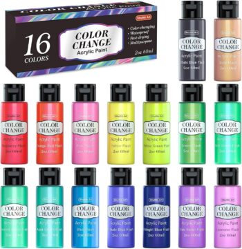 Iridescent Acrylic Paint Set, Shuttle Art 16 Chameleon Colours