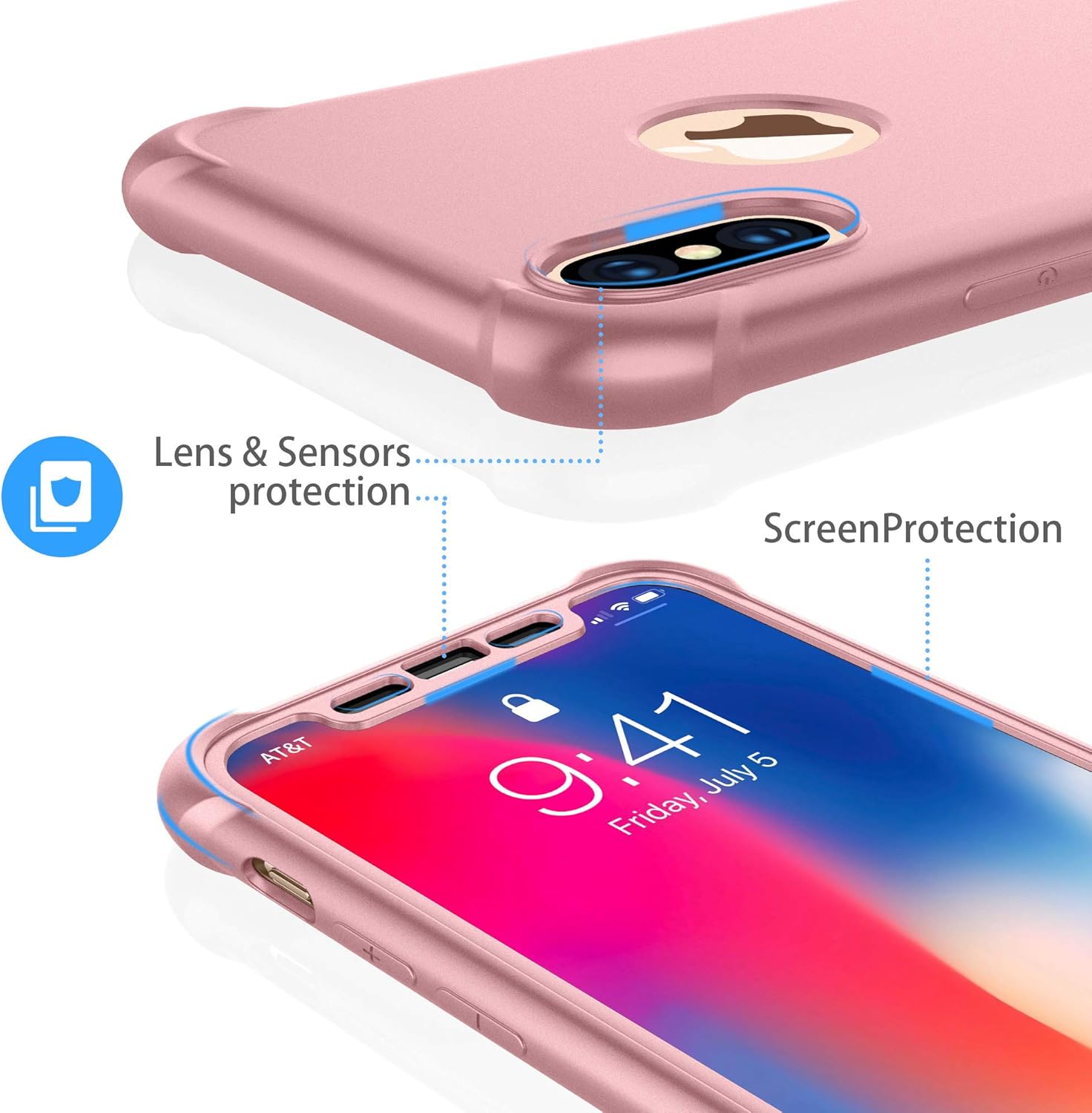 For iPhone Xs Max 2 x Screen Protector Shockproof Ultra Thin Hard PC Silicone - Image 3