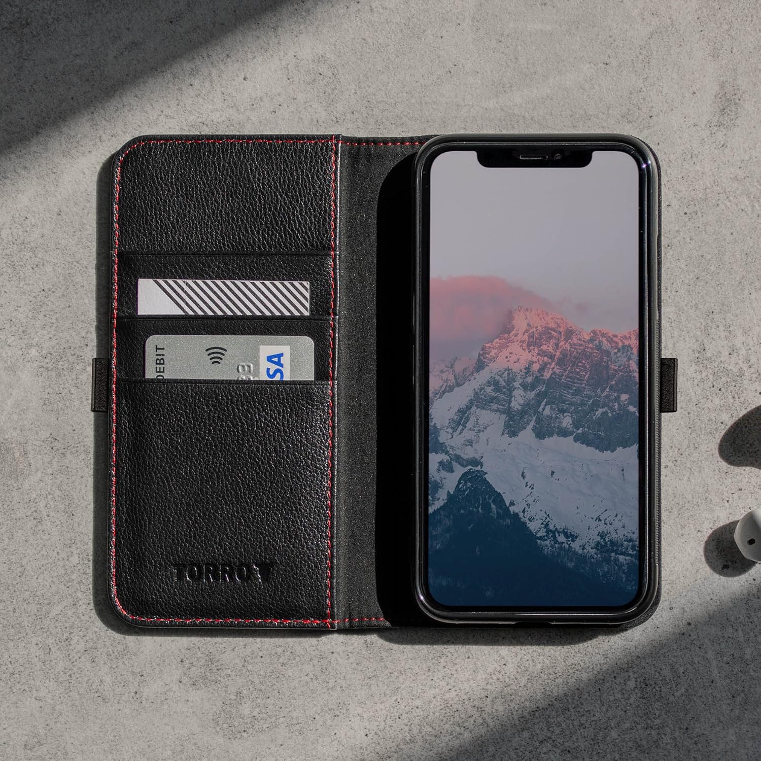 Apple iPhone 11 Pro Max Genuine Quality Leather Flip Case 6.5" 2019 (Black) - Image 5