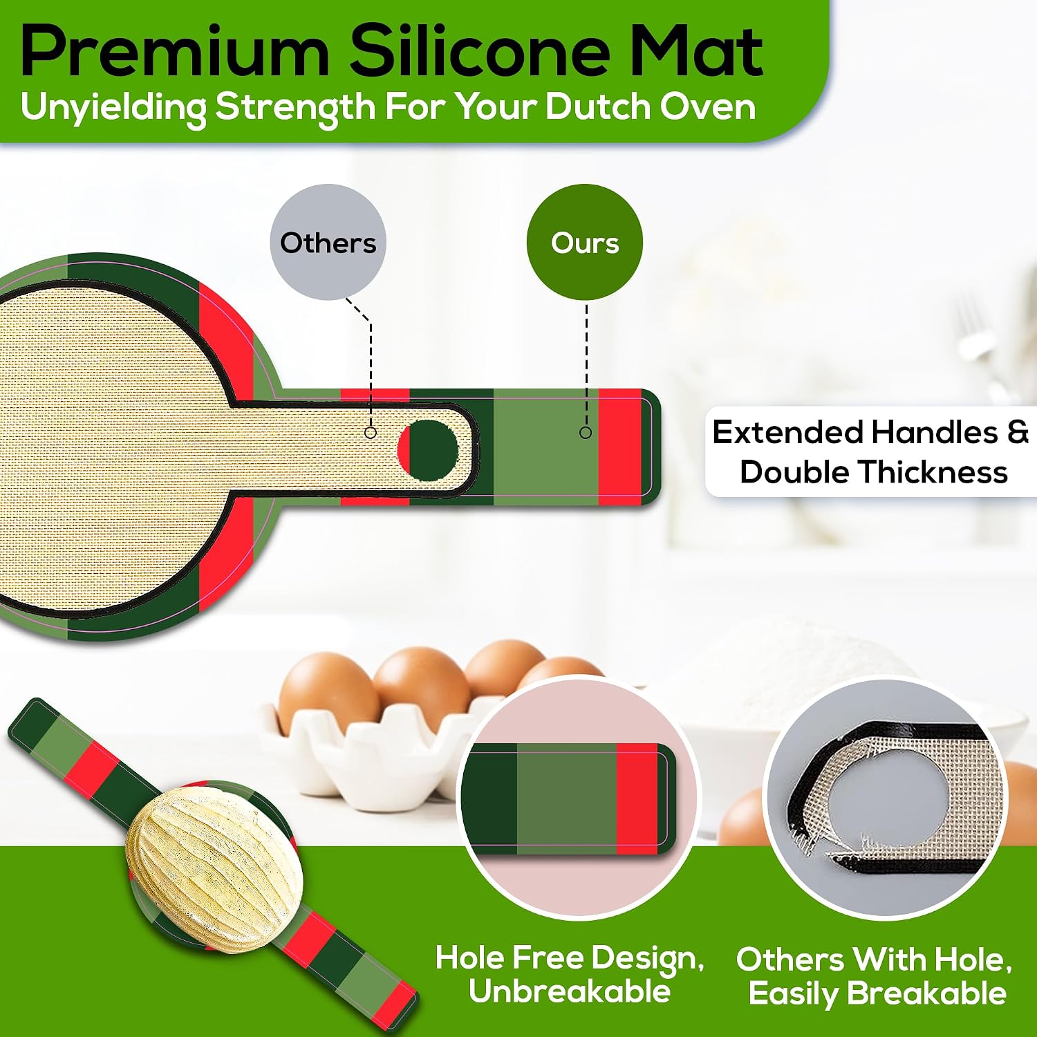 Silicone Bread Mat for Dutch Oven-Non Stick & Reusable Bread Making Mat - Image 2