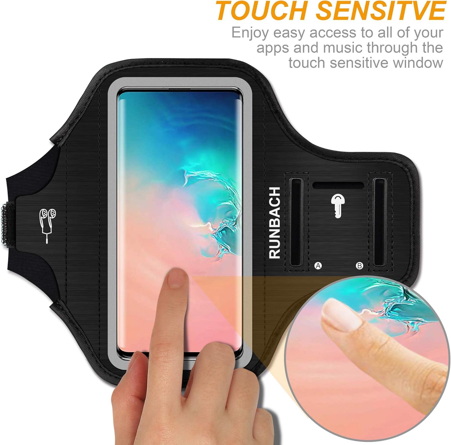 Water Resistant Running Armband Fingerprint Touch, Adjustable Strap Case - Image 3