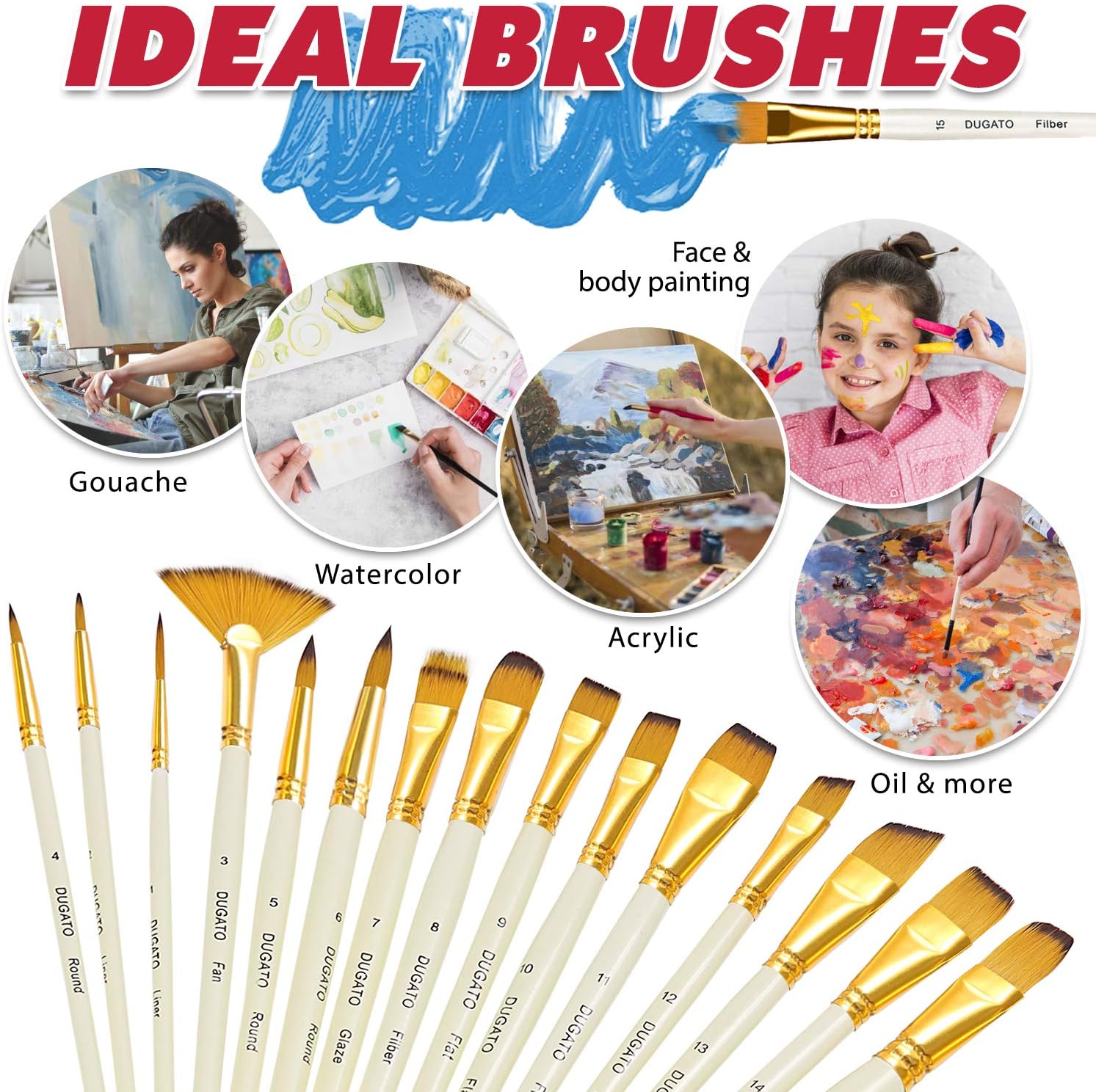 Artist Paint Brush Set Includes Pop-up Carrying Case-15pcs - Image 5