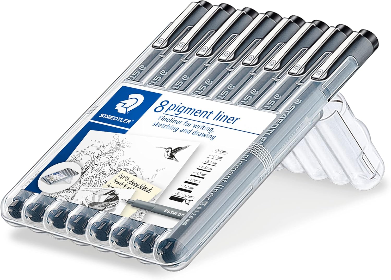 Staedtler Waterfast Fadeproof Fineliner Pigment Liner, Wallet of 8, (308 SB8) - Image 2