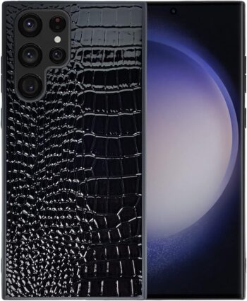 For Samsung Galaxy S23 Ultra 6.8 inch Crocodile Synthetic Leather Case - Black