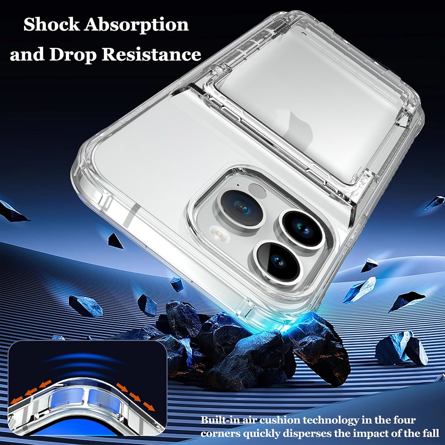 Crystal Clear Case for iPhone 15 Pro Max, Wallet Case and Stand Included (Clear) - Image 7