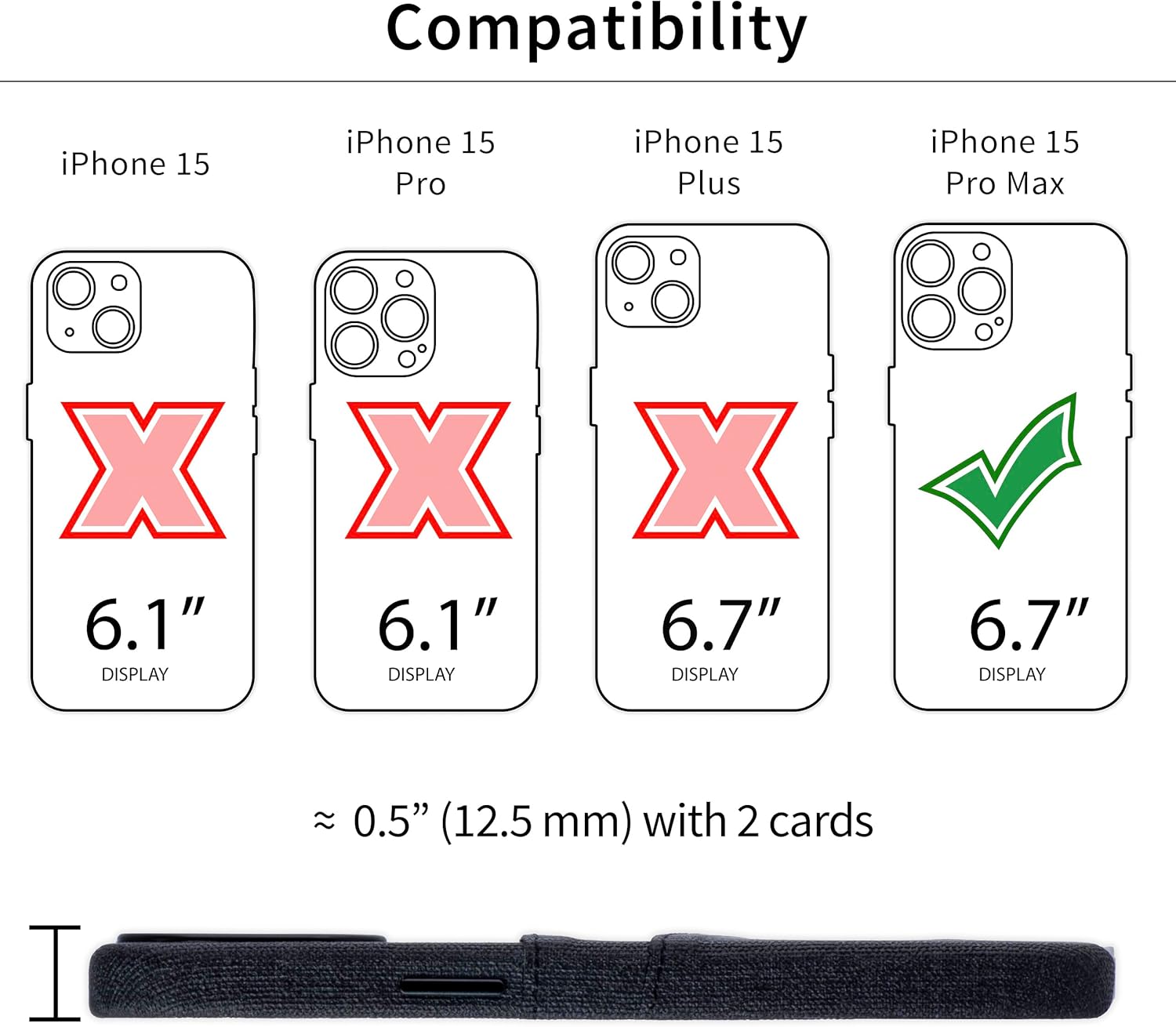 For iPhone 15 Pro Max Magnetic Mounting, 2 Pocket Synthetic Leather Wallet Case - Image 2