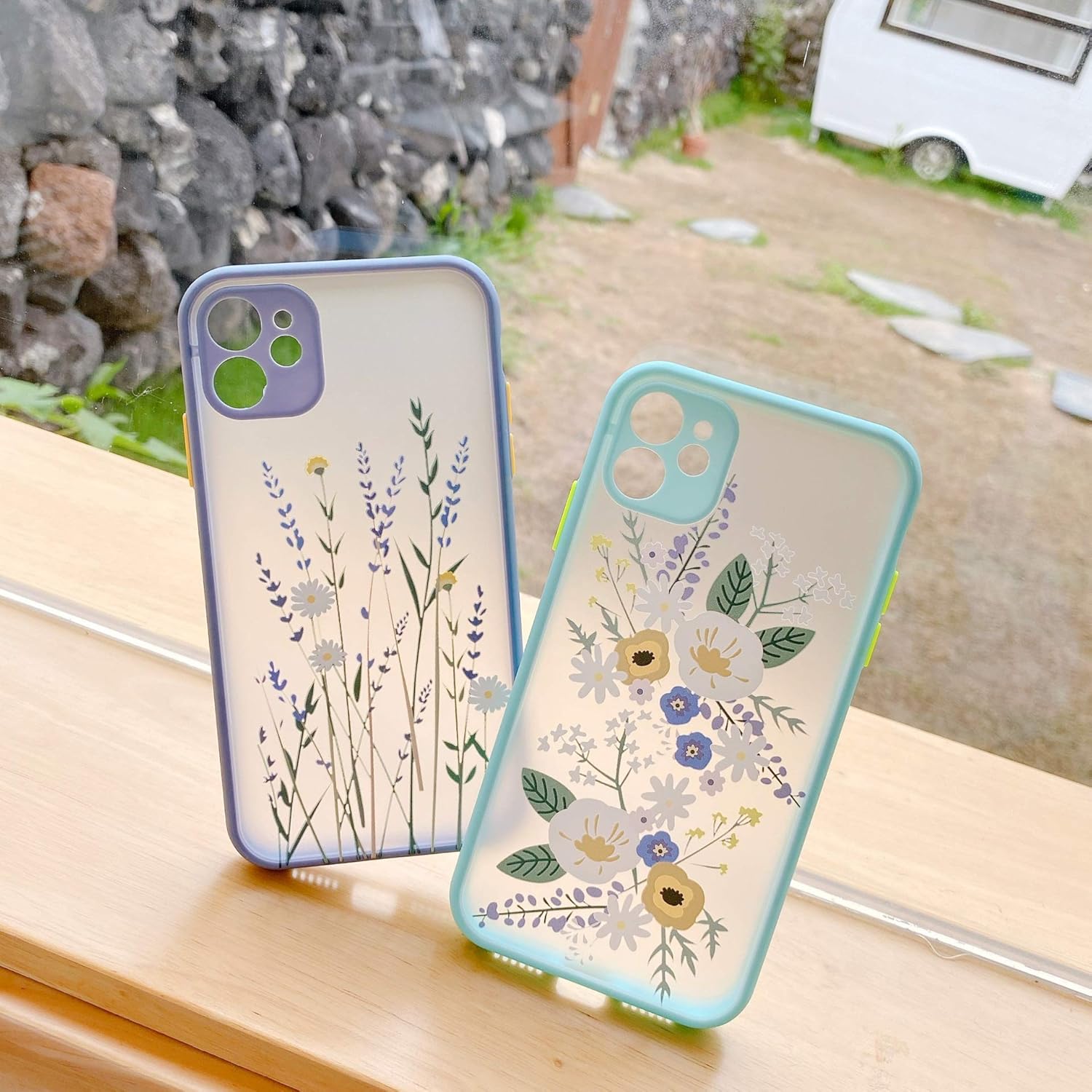 Flower Clear Frosted Soft TPU Protective Silicone Slim Case for iPhone 11-Purple - Image 7