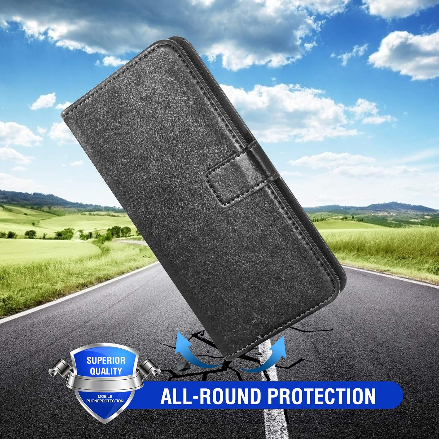 Samsung Galaxy S10e Tempered Glass Screen Protector and Leather Flip Wallet Case - Image 8