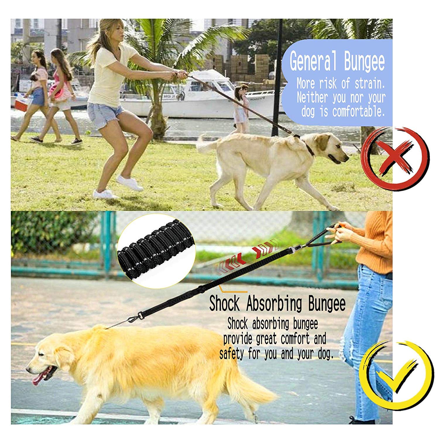 Dog Lead & Car Seat Belt 2 in 1 , 150cm Reflective Anti-Shock Bungee Dog Leash - Image 6
