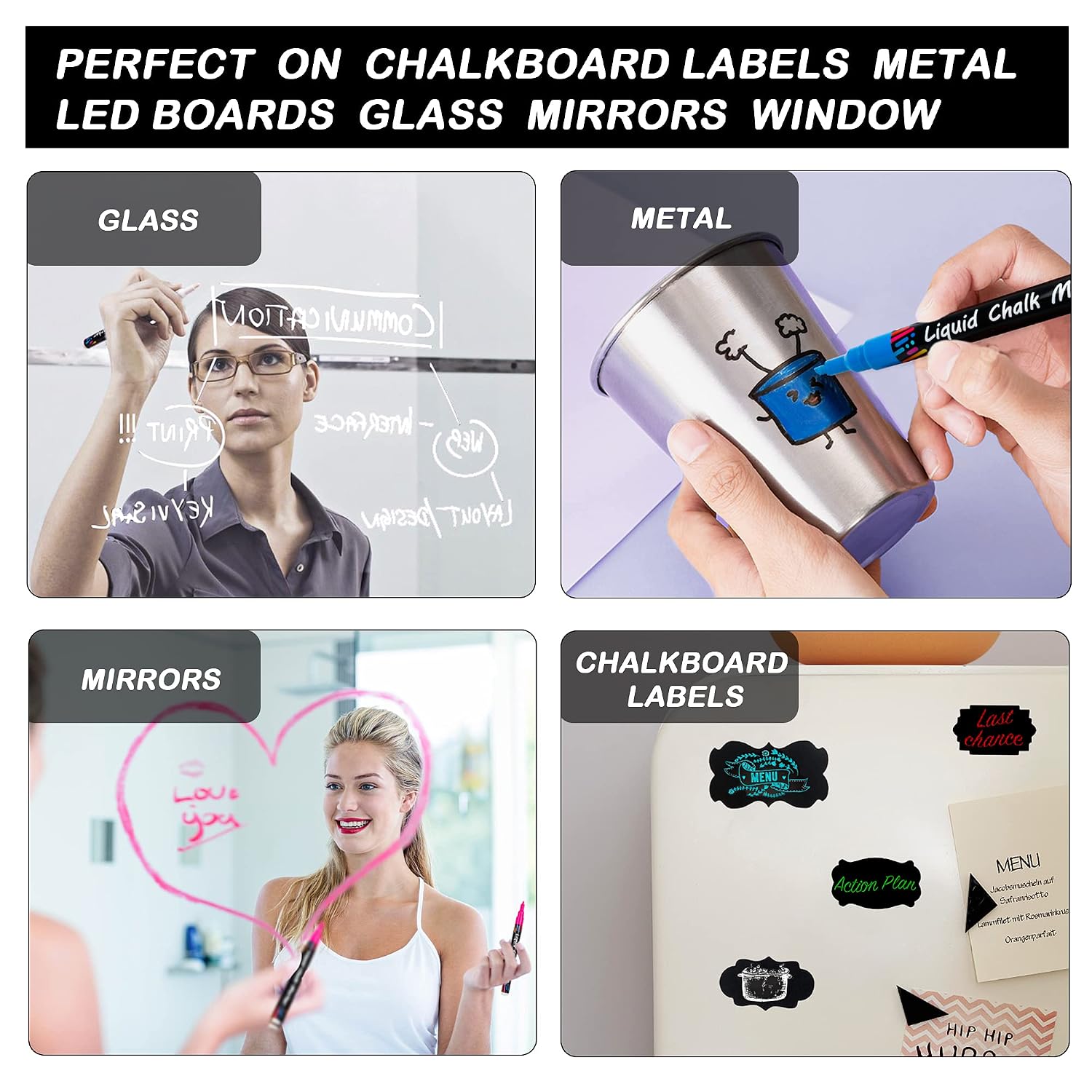 Chalk Markers, 24 Vibrant Colors Liquid Chalk Markers Pens for Chalkboards - Image 5