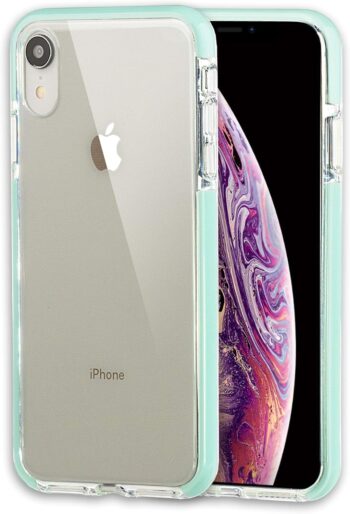 Clear Hybrid TPU Phone Case for Apple iPhone XR - Clear/Mint