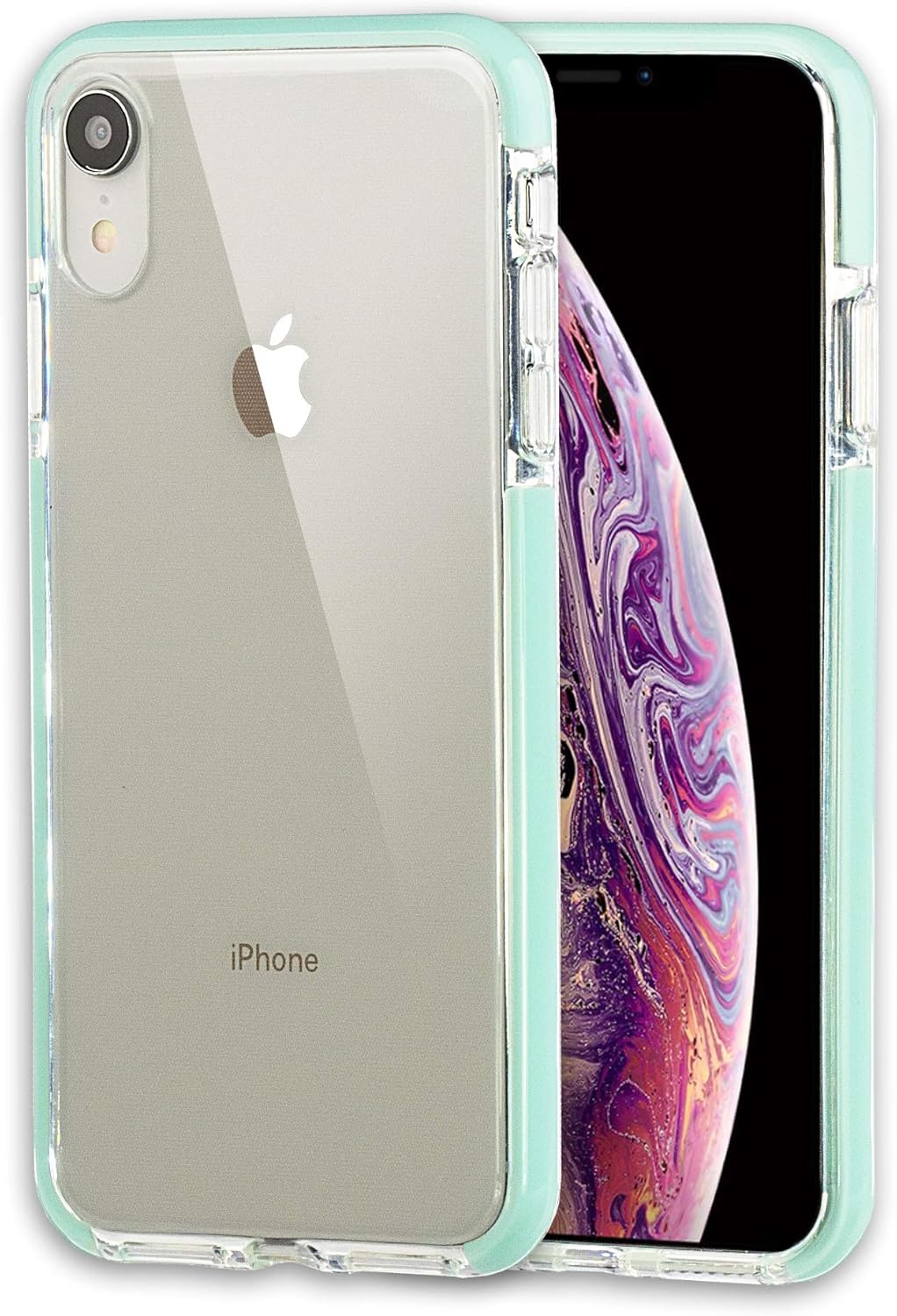 Clear Hybrid TPU Phone Case for Apple iPhone XR - Clear/Mint
