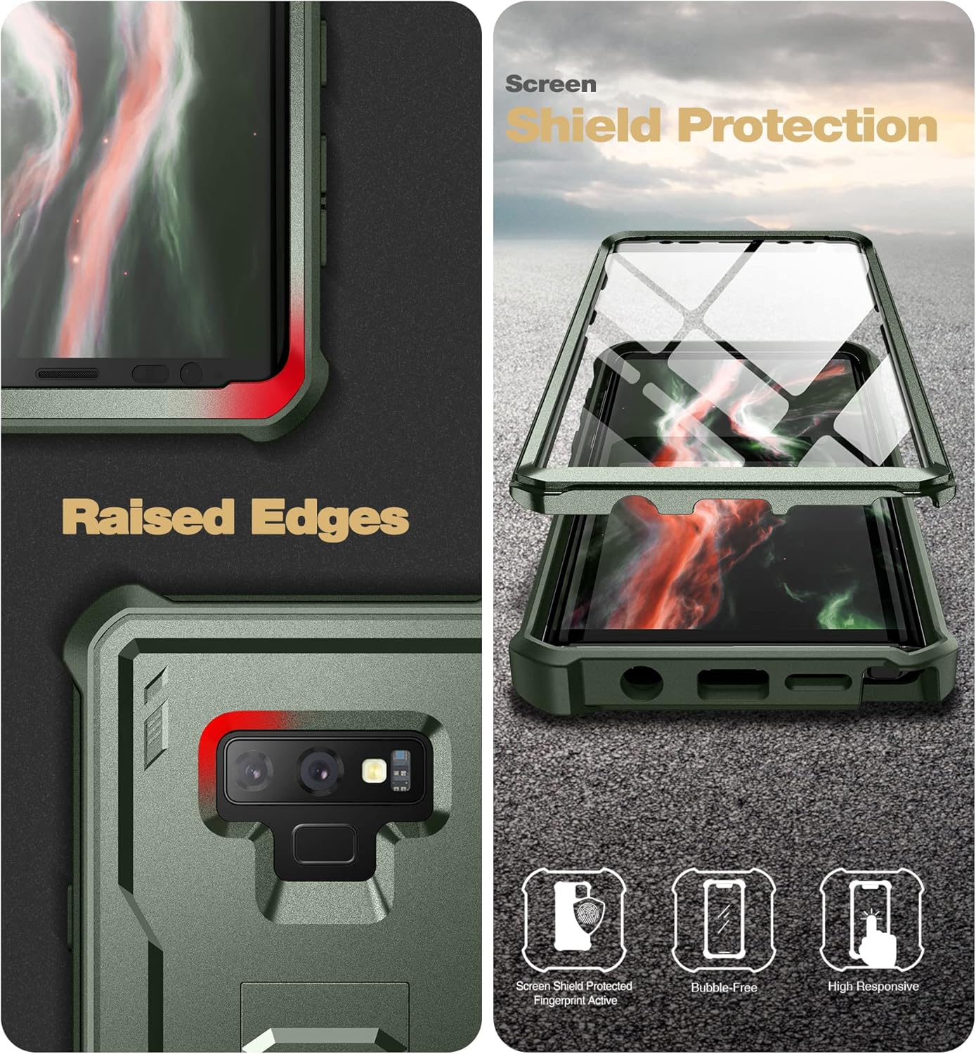 For Samsung Galaxy Note 9 with Built-in Screen Protector Shockproof Case - Green - Image 7