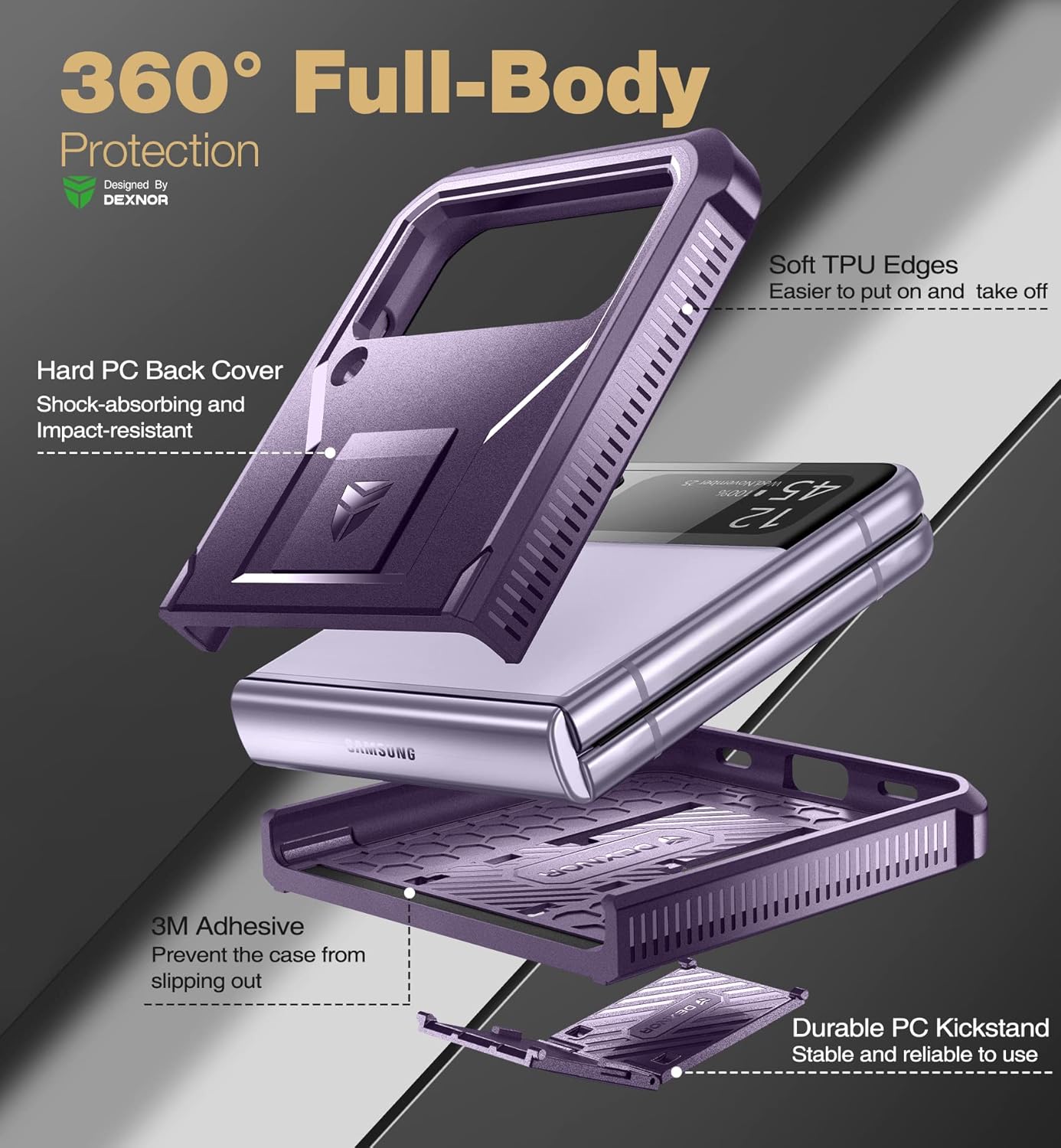 Samsung Galaxy Z Flip 4 5G Case, Full-Body Dual Layer Rugged Case - Image 5