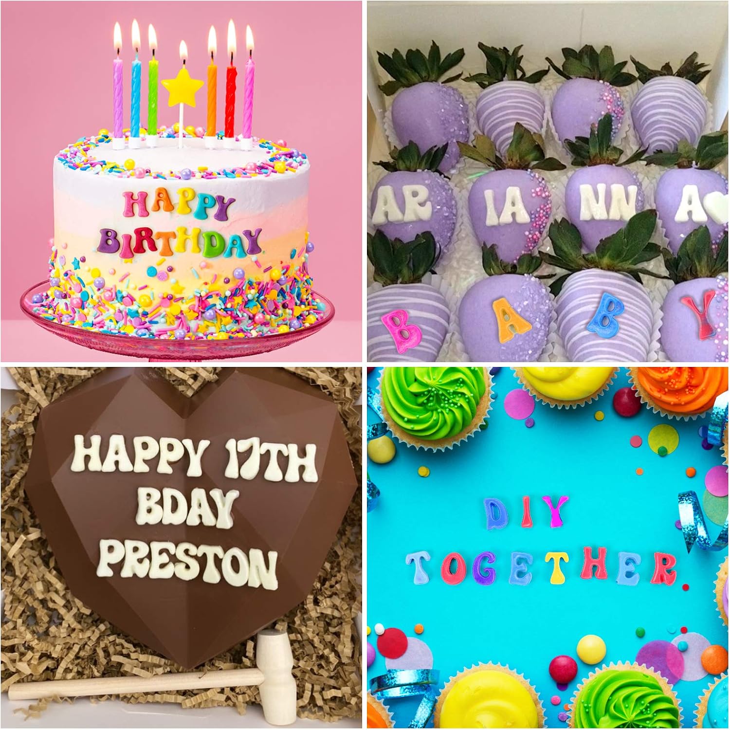 3pcs Letter Molds for Chocolate Covered Strawberries, Silicone Uppercase - Image 2