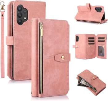 Samsung Galaxy A32 5G, 9 Card Slot Retro Leather Wallet Shockproof Flip Case