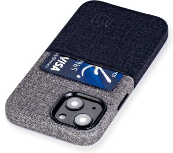 Wallet Case for iPhone 13 Mini w Built-in Metal Plate for Mounting - Black/Grey