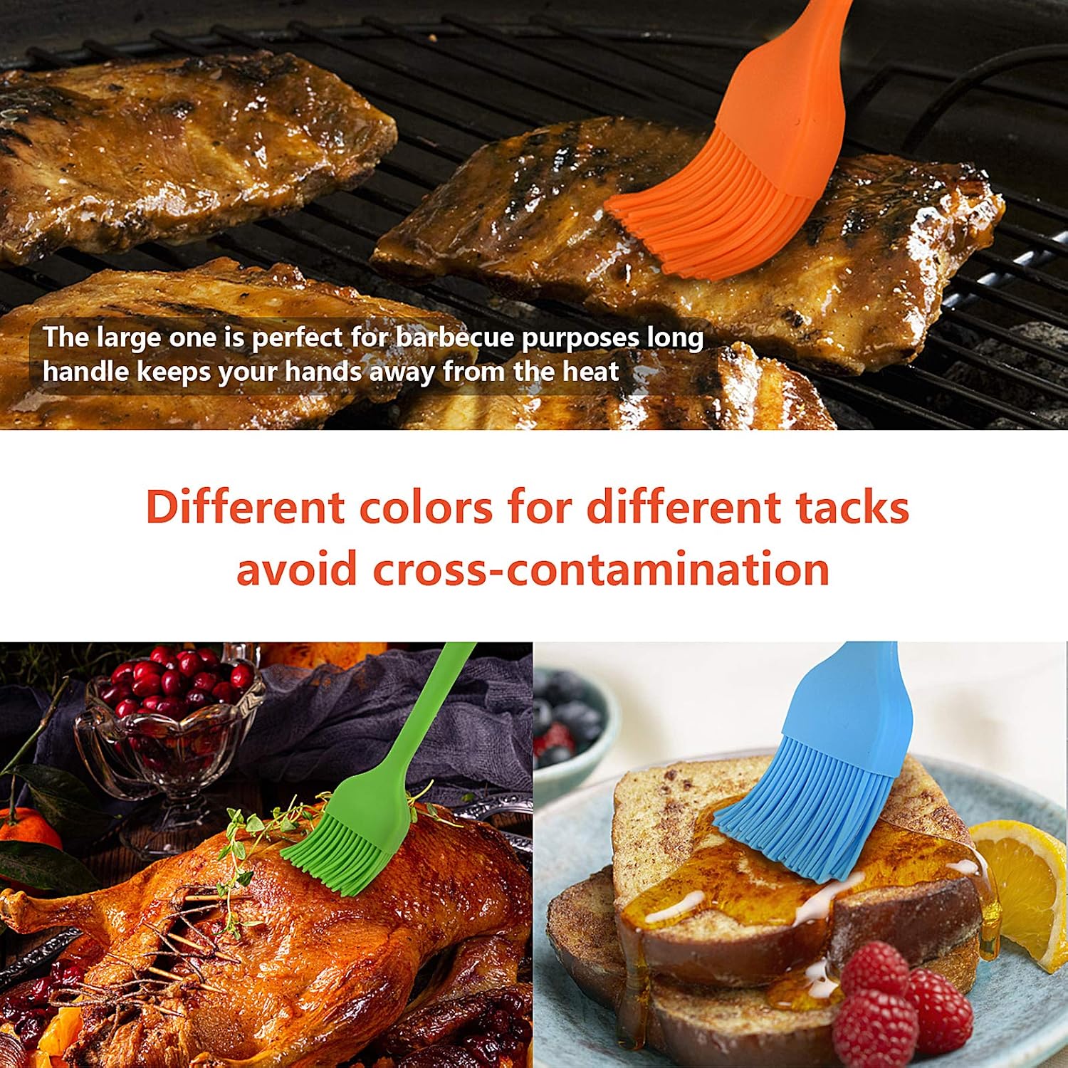 Silicone Basting Brush Pastry Brushes Cooking Set - Pack of 3 Pcs - Image 5