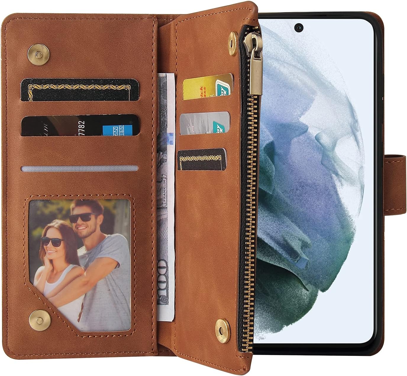 For Samsung Galaxy S21 FE Tempered Glass Screen Protector and Flip Wallet Case - Image 7