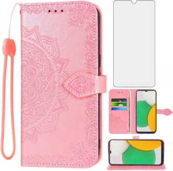 Samsung Galaxy A03 Tempered Glass Screen Protector Leather Flip Wallet Case
