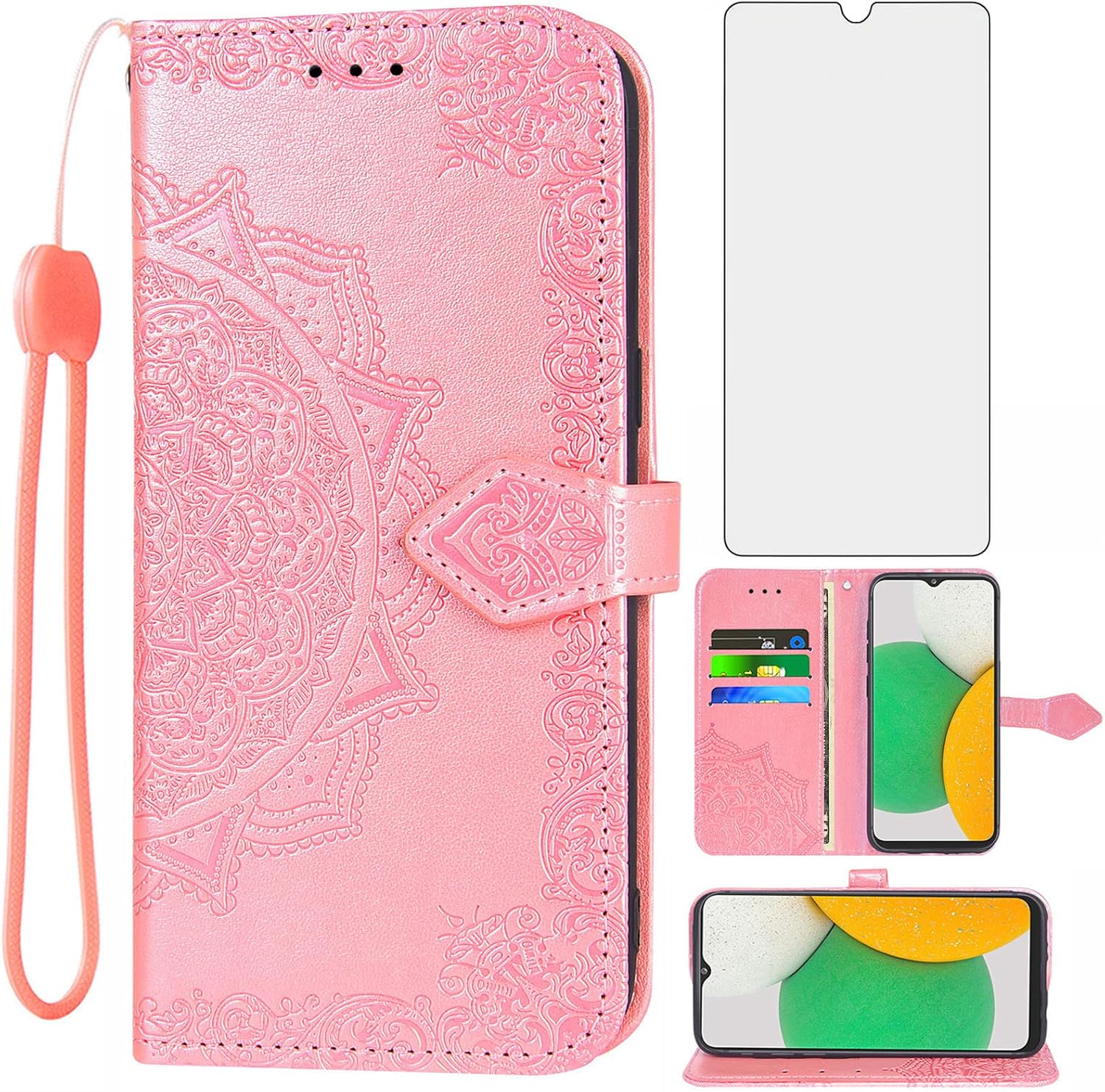 Samsung Galaxy A03 Tempered Glass Screen Protector Leather Flip Wallet Case