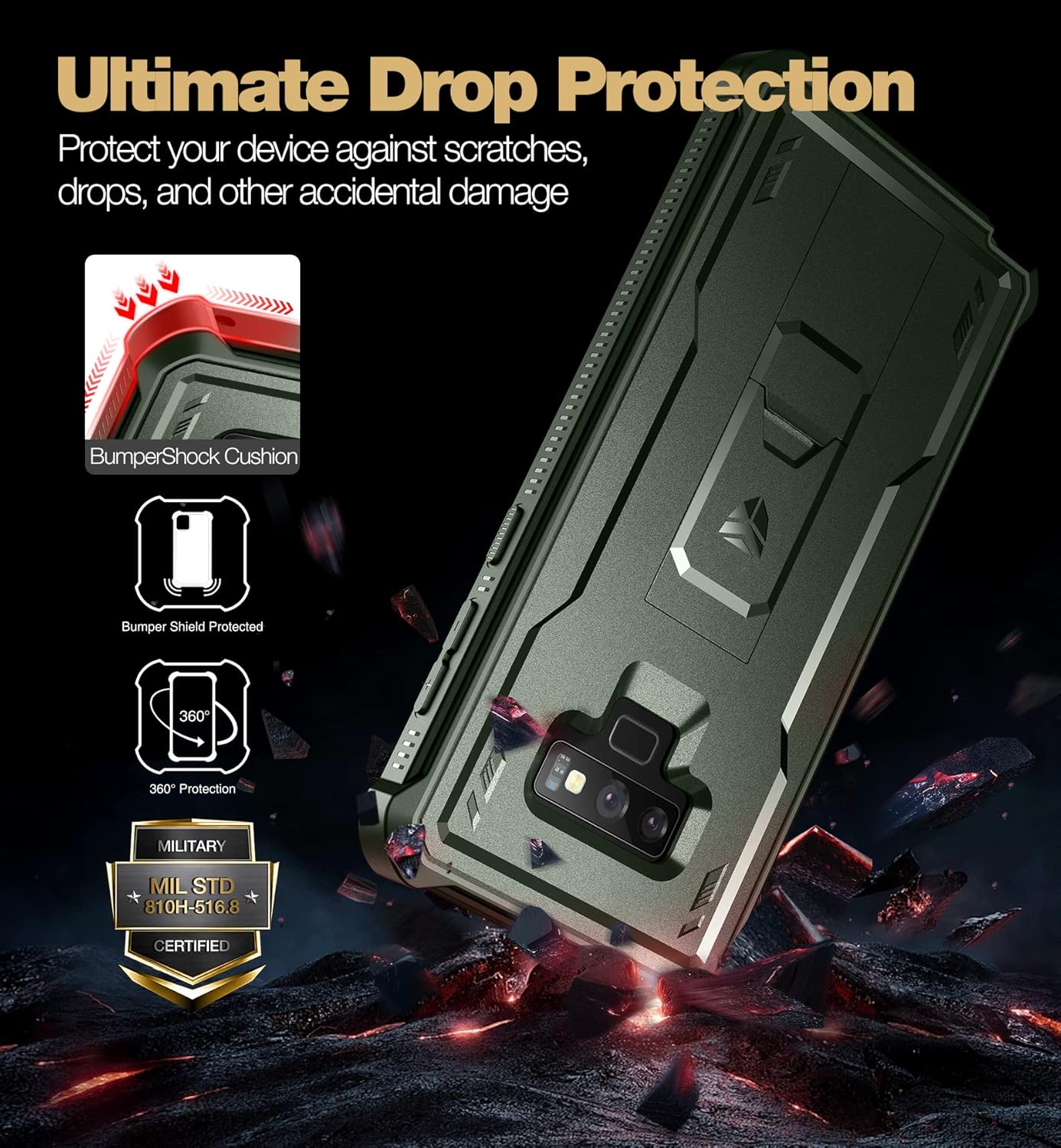 For Samsung Galaxy Note 9 with Built-in Screen Protector Shockproof Case - Green - Image 3