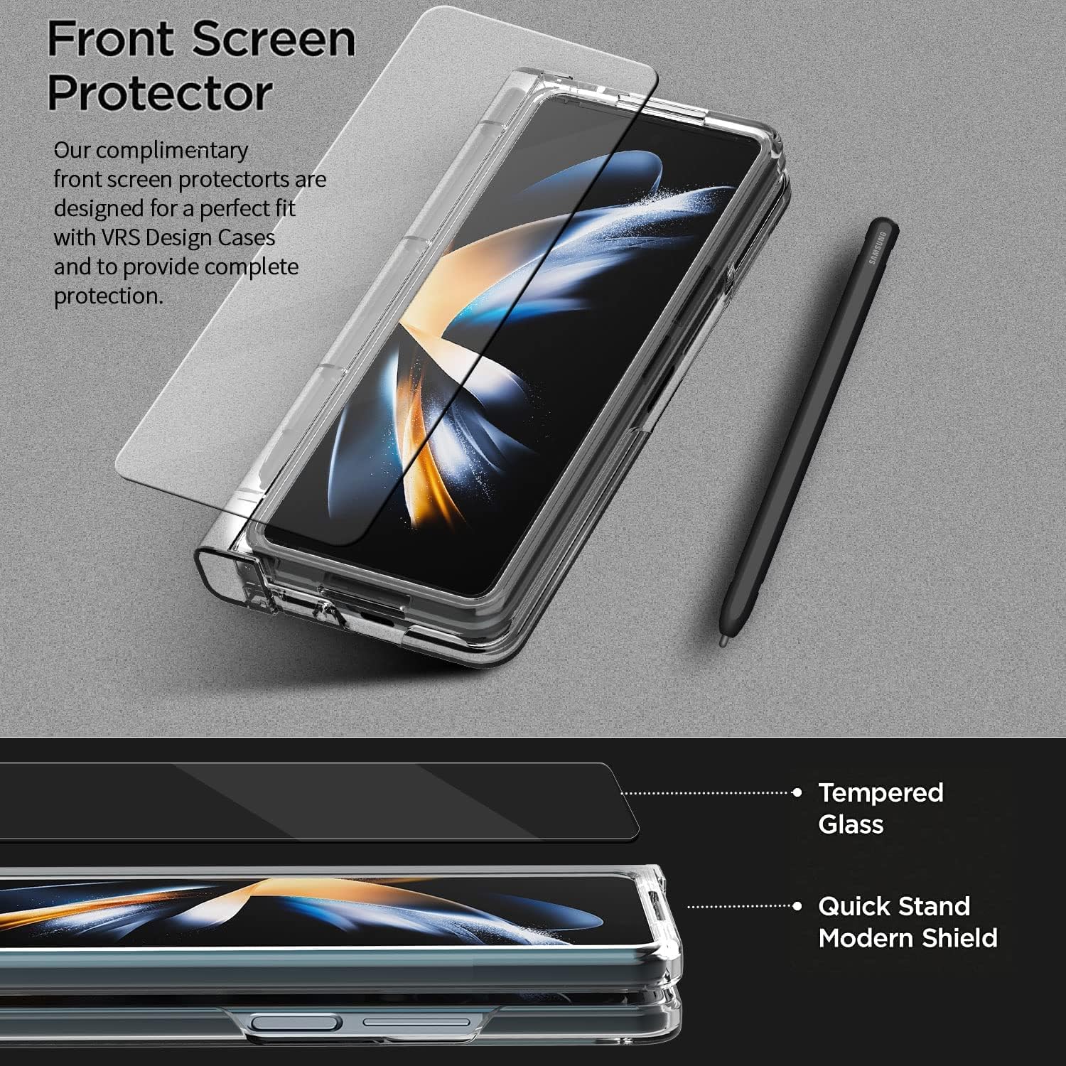 Clear Case for Galaxy Z Fold 4 with Built-in Screen Protector with S Pen Holder - Image 3
