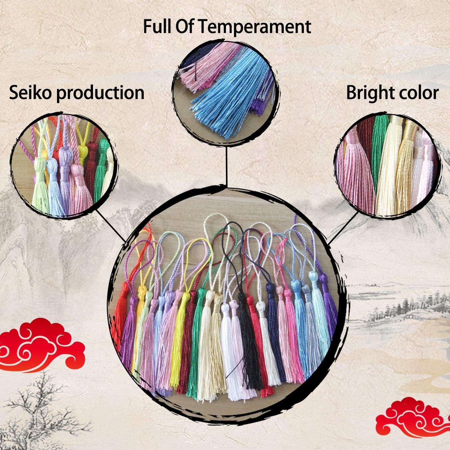 Silky Floss Tassels, 13cm/5 Inch Silky Handmade Soft Craft Mini Tassels-(25PCS,) - Image 3