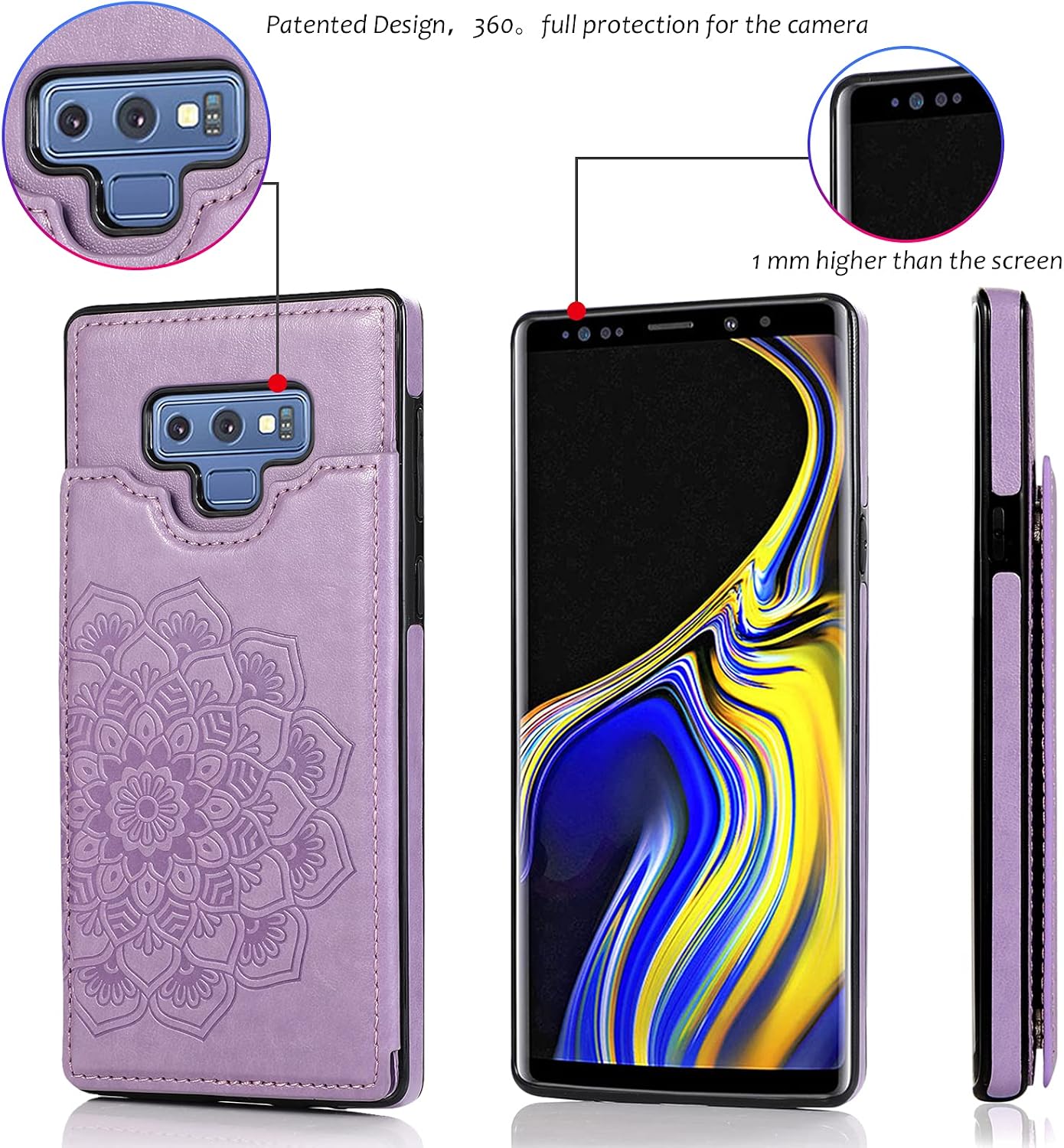 Samsung Galaxy Note 9 Tempered Glass Screen Protector and Leather Wallet Case - Image 7