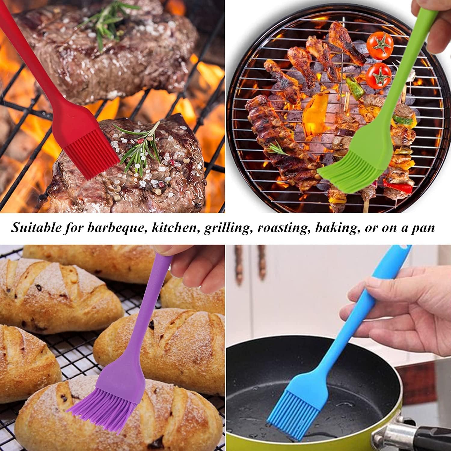 5 Pack Silicone Basting Brush Set, Heat Resistant Pastry Brushes Spread Oil - Image 6
