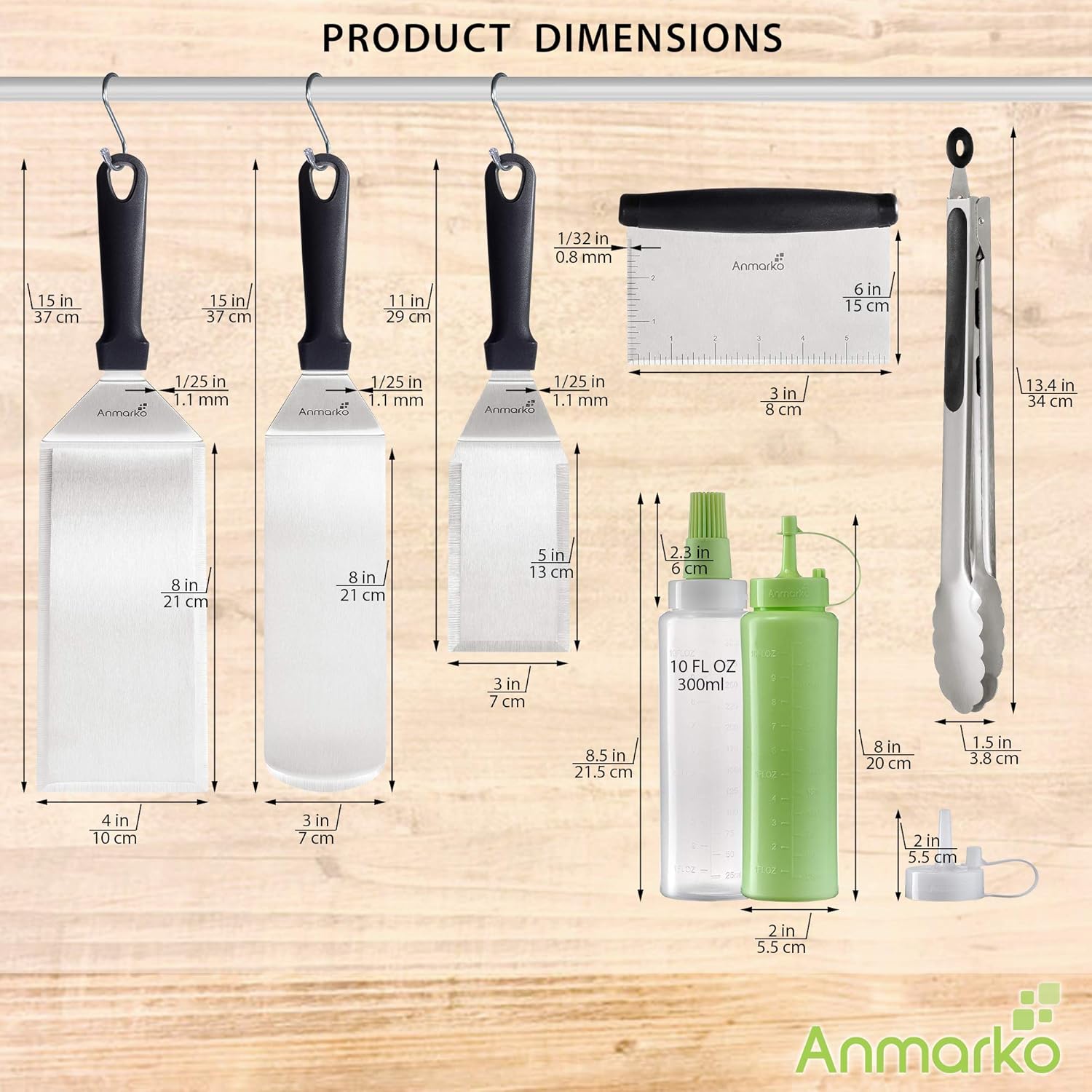 Metal Spatula and Scraper Set - Griddle Accessories kit - Grill Tongs Spatula - Image 7