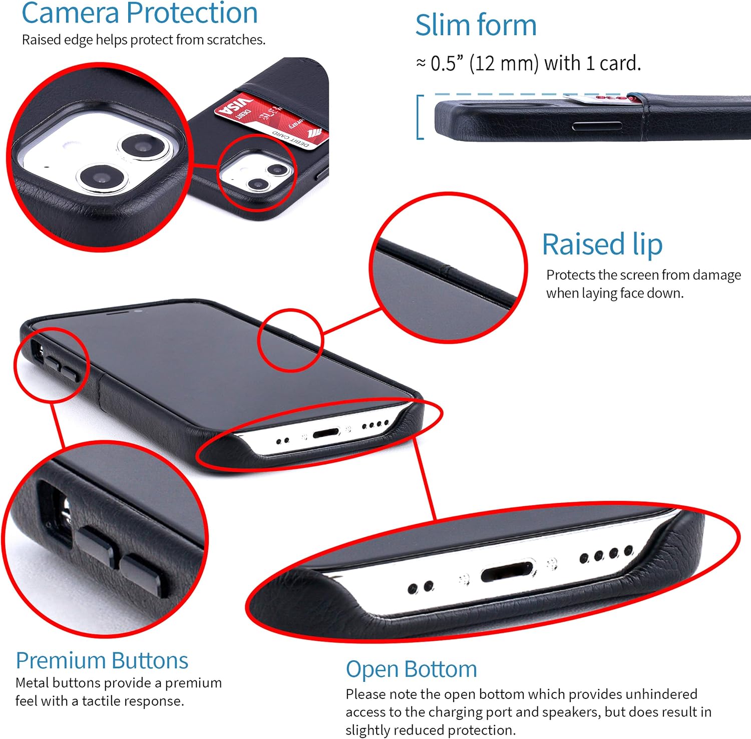 For iPhone 12 Mini Wallet Case: Metal Plate for Magnetic Mounting & 1 Card - Image 4