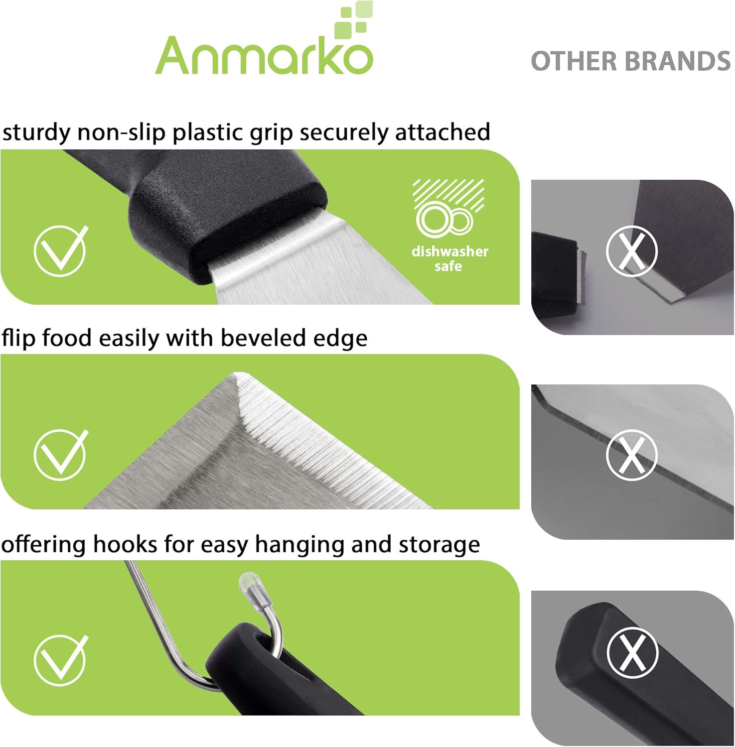 Metal Spatula and Scraper Set - Griddle Accessories kit - Grill Tongs Spatula - Image 3