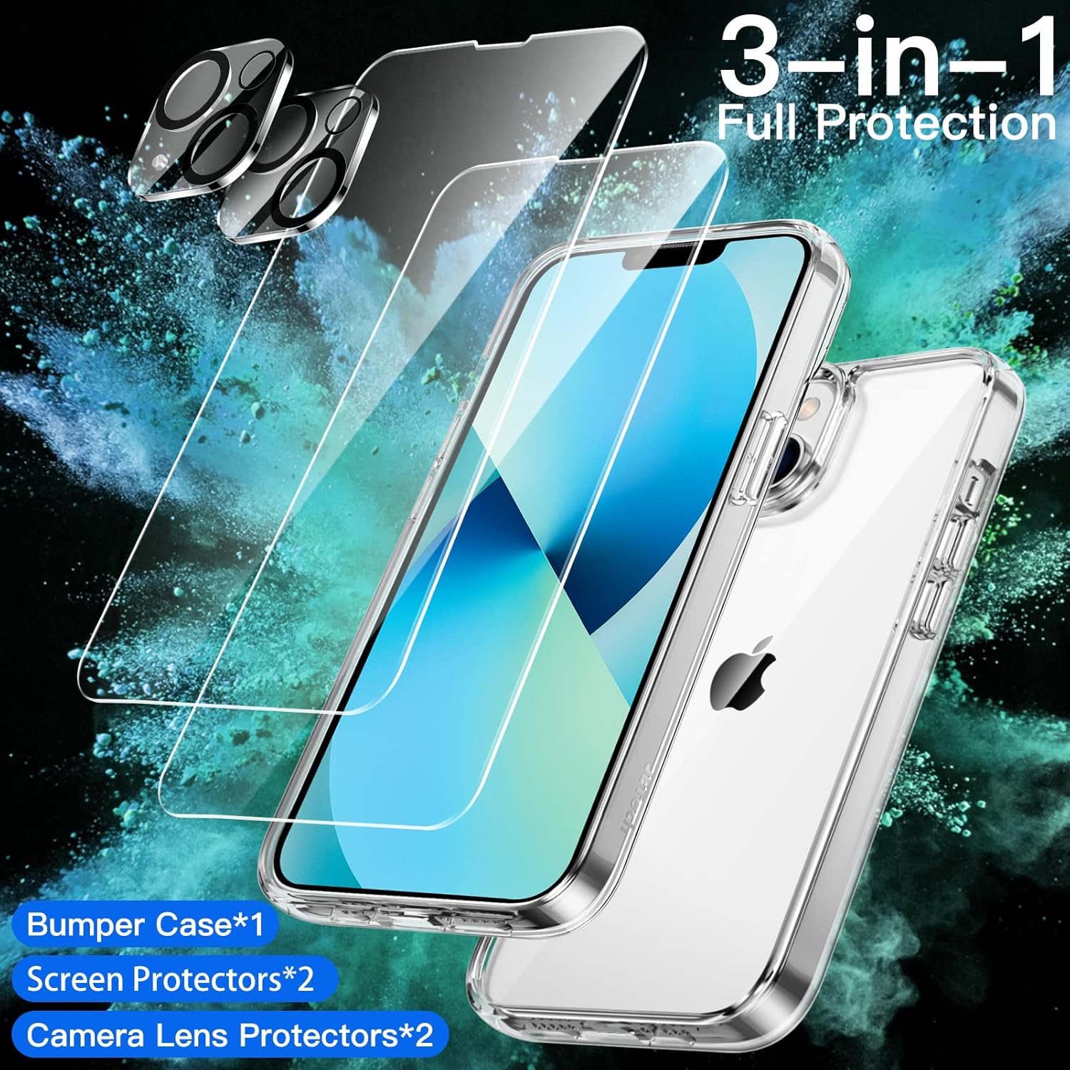 3 in 1 Case for iPhone 13 6.1-Inch, with 2-Pack Screen Protector (Clear) - Image 2