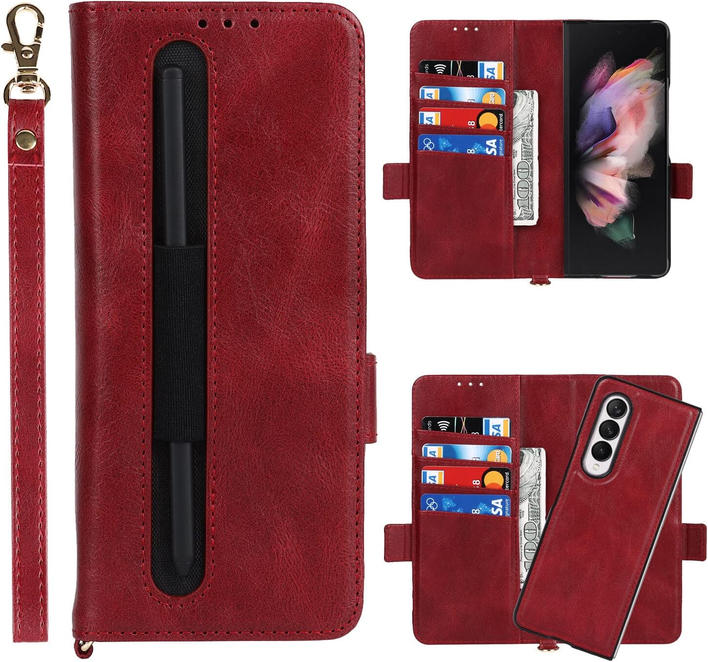 2 in 1 Magnetic Detachable Case for Samsung Galaxy Z Fold3 5G 7.6'' Wallet Case