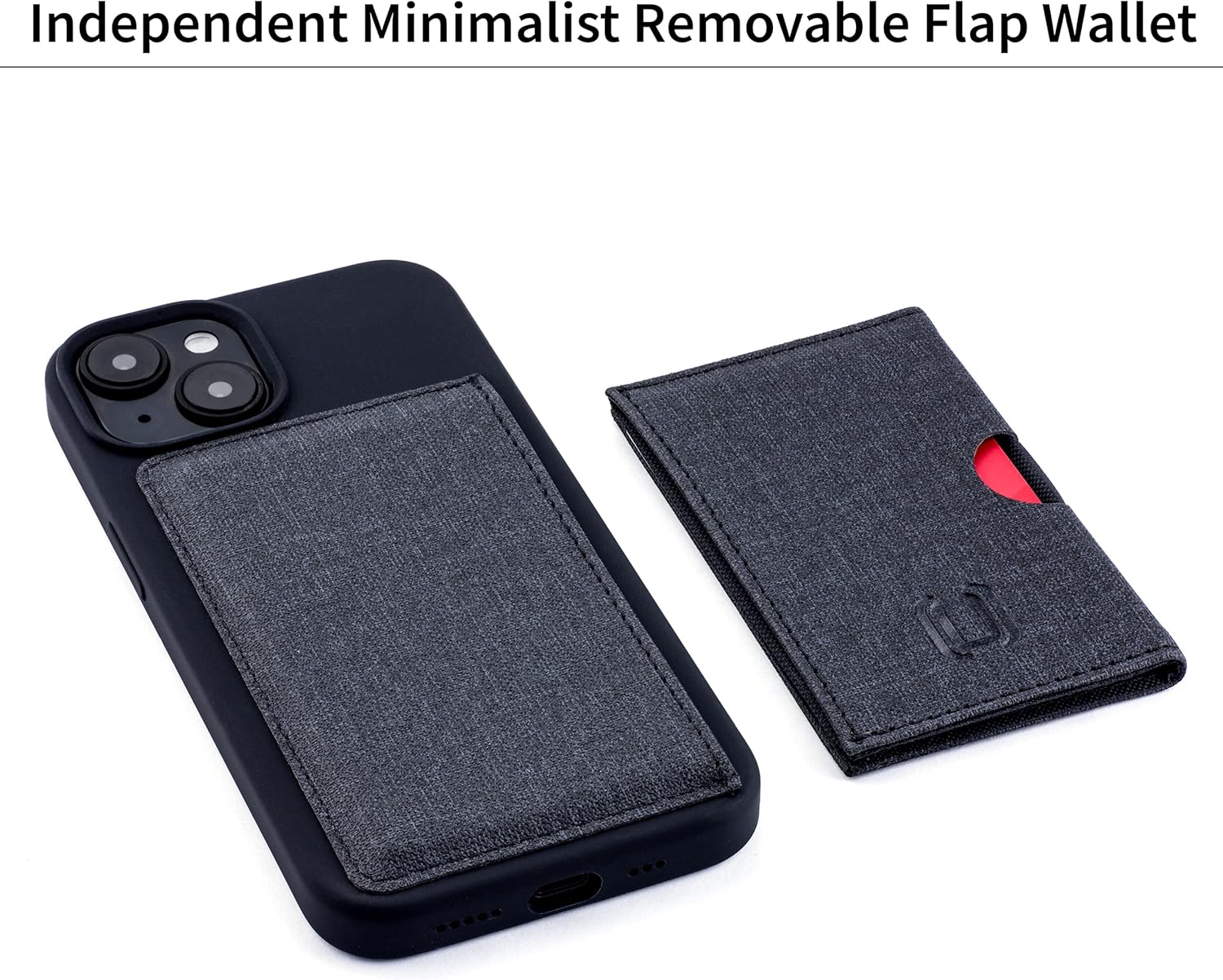 iPhone 14 with Removable Minimalist Flap Wallet (Black) - Image 8