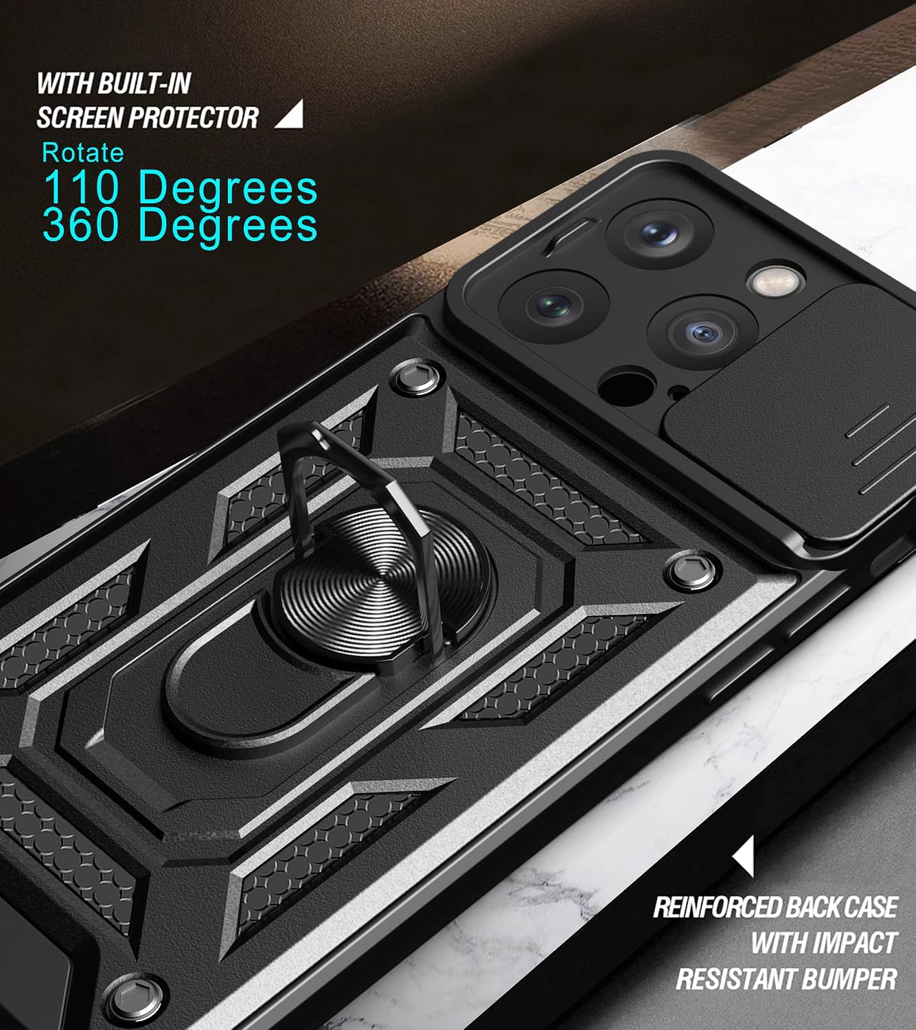 iPhone 15 Pro, Shockproof Hard PC Stand Protective Case - Image 9