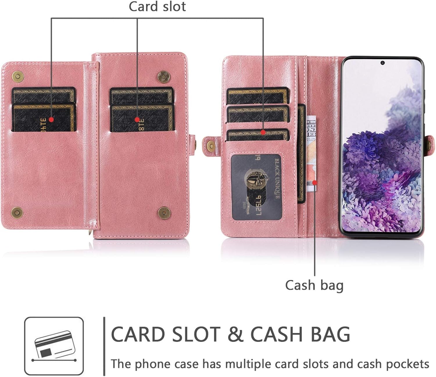 Samsung S20 FE Wallet Case, 2 in 1 Magnetic Detachable Leather Flip Case - Image 2