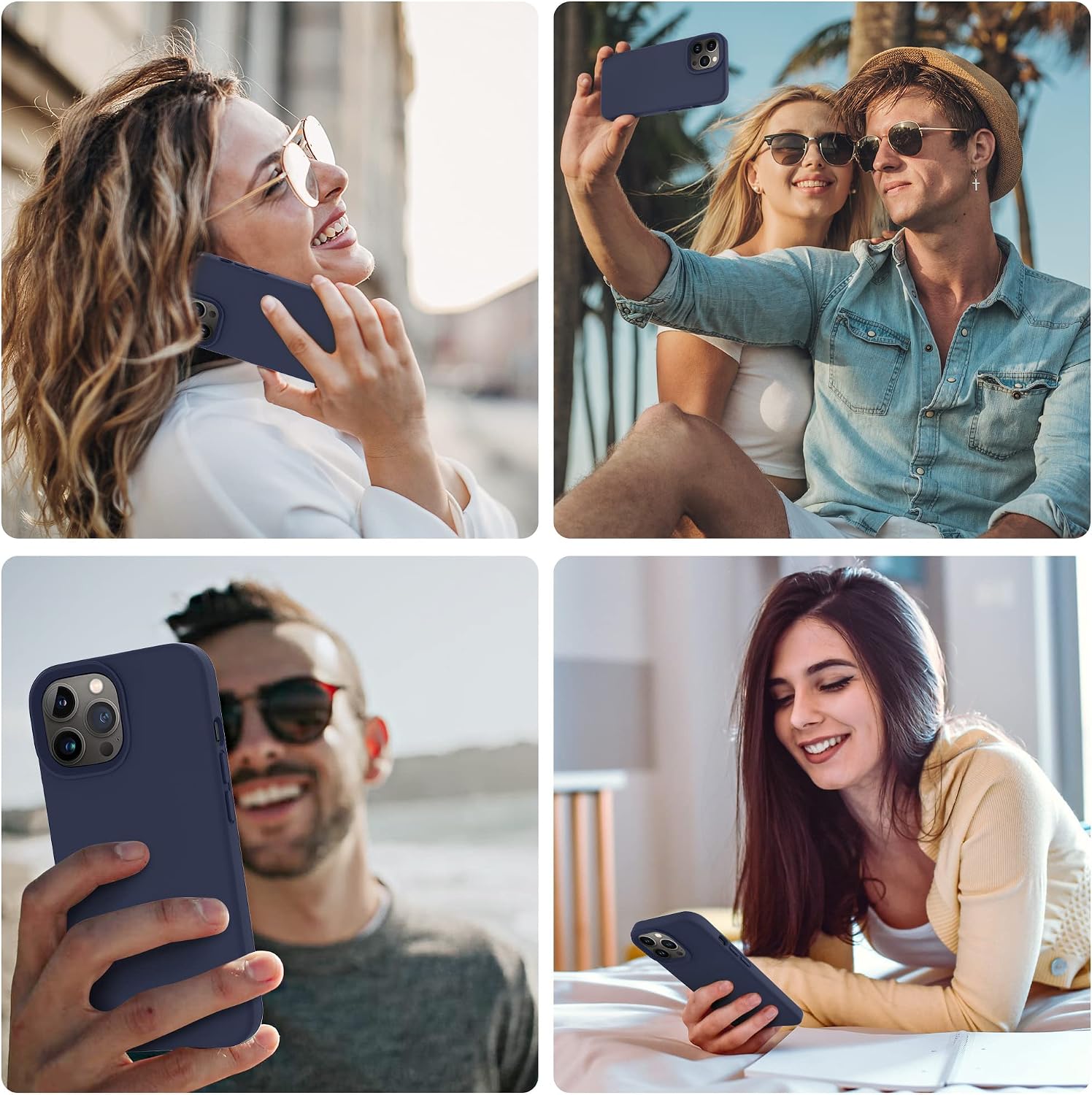 iPhone 13 Pro Max, Silicone Shockproof Slim Thin Phone Case (Midnight Blue) - Image 3