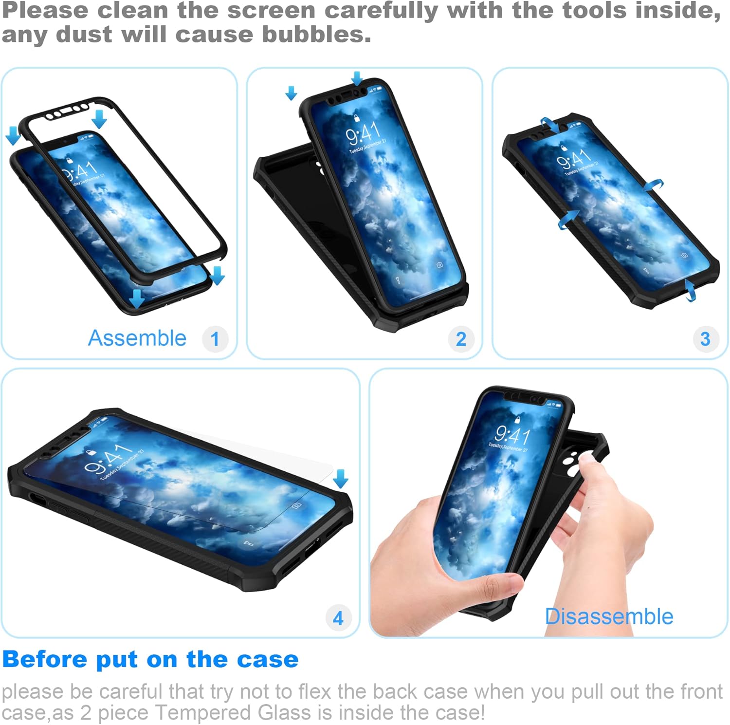 For iPhone 11 Case with 2 x Glass Screen Protector Full Camera Lens Protection - Image 7