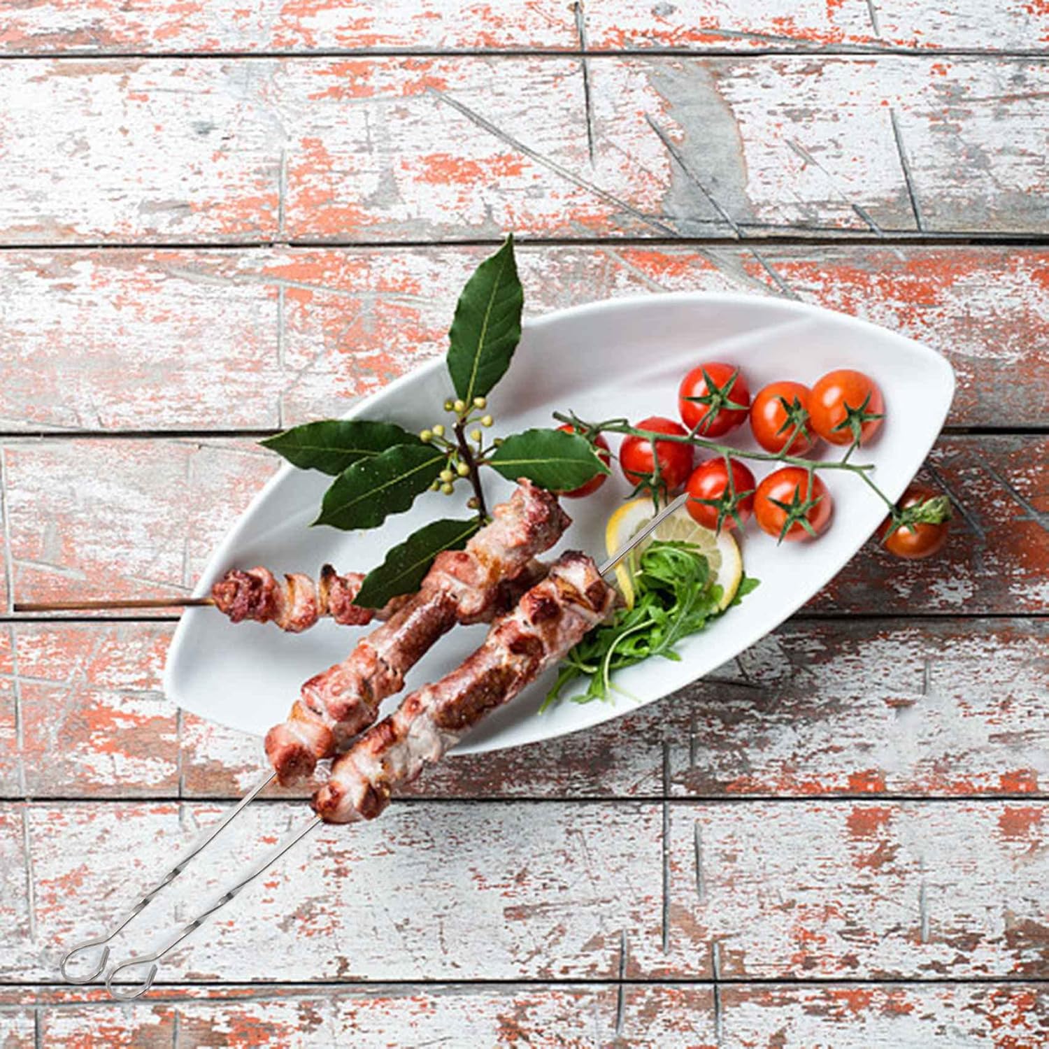 BBQ Skewers, 22Pcs Stainless Steel Kebab Skewer, 40 cm Long Metal Skewers - Image 4