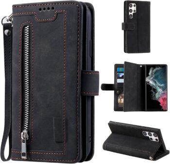 Samsung Galaxy S22 Ultra 5G, PU Leather Shockproof Magnetic Closure w Kickstand